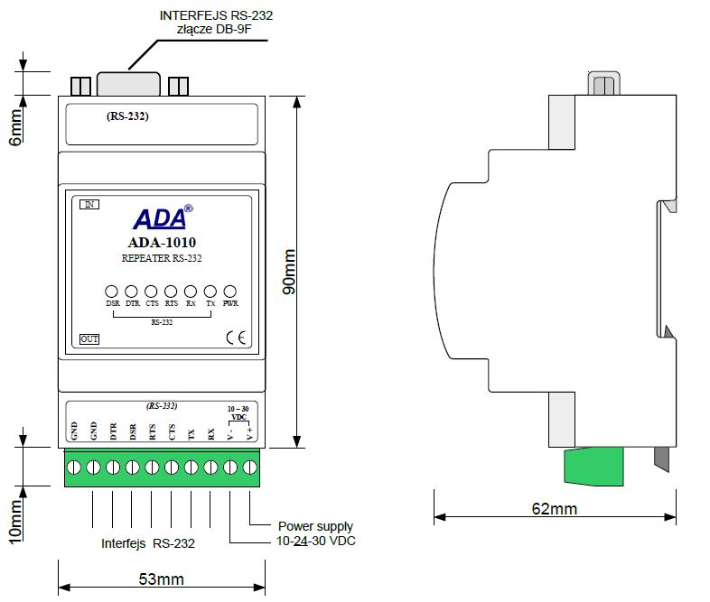 Separator_Repearer-schemat-RS-232 ADA-1010 -23-3 Cel-Mar